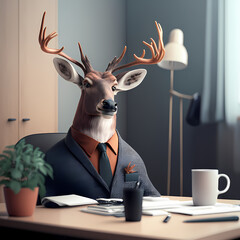 Deer office dress. Generative AI
