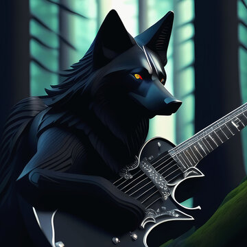 Black Wolf plays the guitar