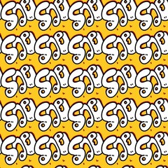 seamless pattern of text rich cartoon - Thai word