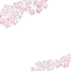 手書きの桜花びらイラスト。色鉛筆タッチのベクター桜イラスト。Hand drawn cherry blossom petal illustration. Vector cherry blossom illustration with colored pencil touch.