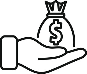 Money compensation icon outline vector. Work benefit. Payment bank