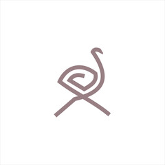 Ostrich Logo icon symbol simple isolated design bird animal wildlife vector.