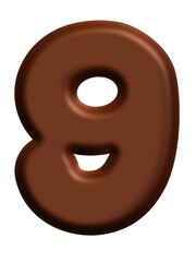 Chocolate number 9 alphabet letter font
