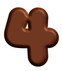 Chocolate number 4 alphabet letter font