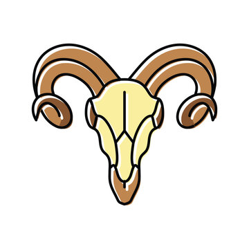 skull ram horn animal color icon vector illustration