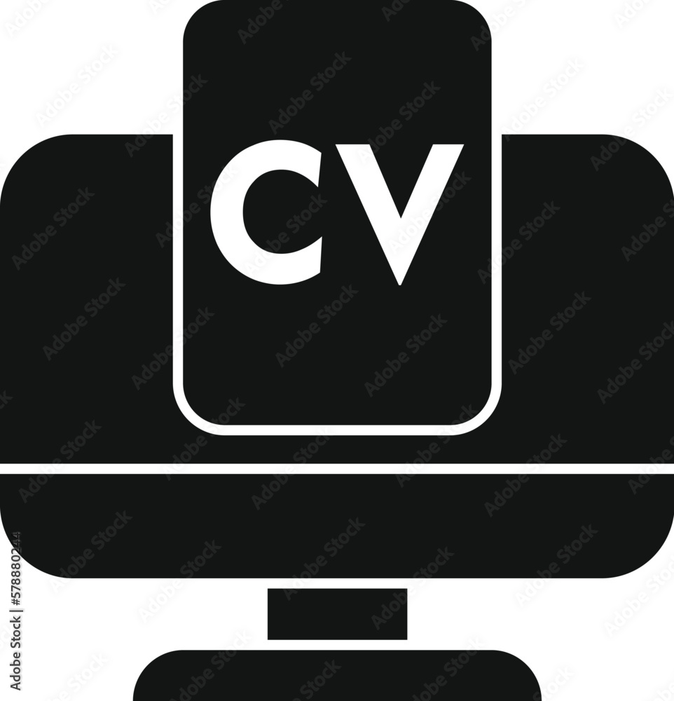 Poster cv monitor icon simple vector. human work. search leader