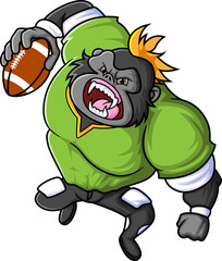 the strong gorilla mascot of American football complete with player clothe