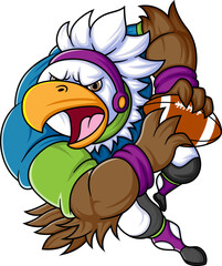 the strong eagle mascot of American football complete with player clothe