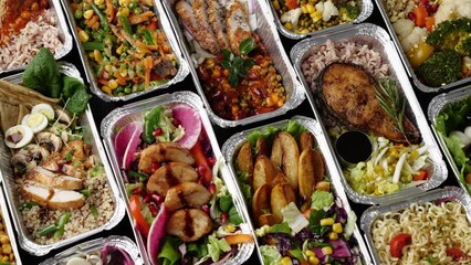 Business Lunch Menu, Office lunch. Ordering lunch for company. Food for work. Local restaurants deliver the meals