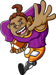 American Football Player running with the ball