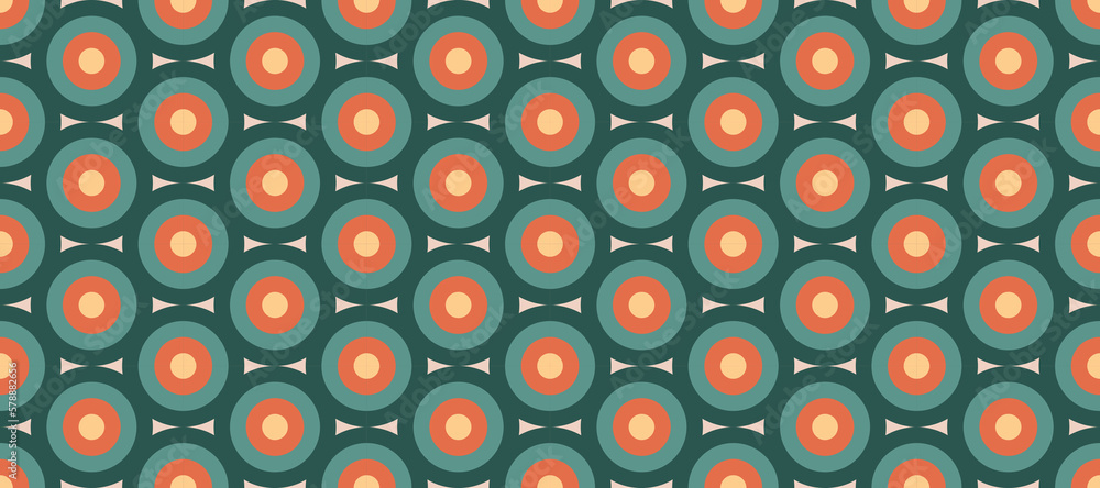 Aufkleber retro concentric circles seamless pattern. vintage abstract geometric background in 70s or 80s style
