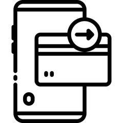 Phone, cellphone smartphone with cradit card outline icons. Vector illustration. Isolated icon suitable for web, infographics, interface and apps.