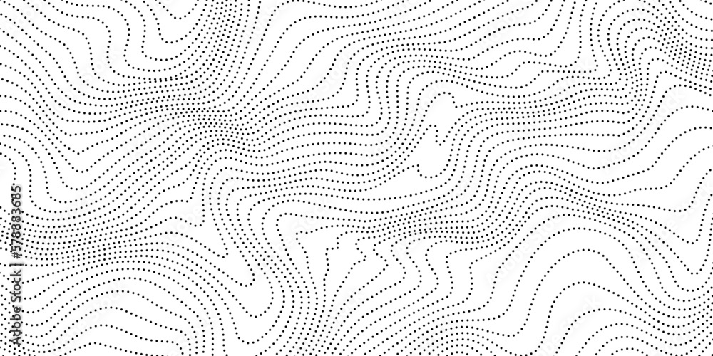 Poster dotted wave lines background. abstract stripes texture. warped and curved lines wallpaper. vector mi