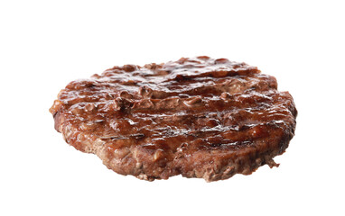Tasty grilled burger patty isolated on white