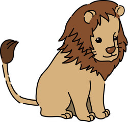 座っているライオンのイラスト
