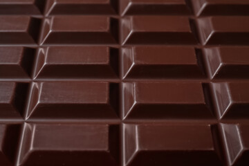 Delicious dark chocolate bar as background, closeup
