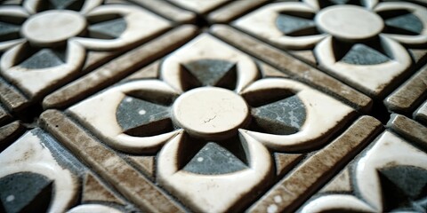 Ceramic texture tile. Vintage decorative background. Colorful antique pattern wallpaper.