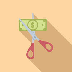 Cut cash price icon flat vector. Card error. Mobile sale