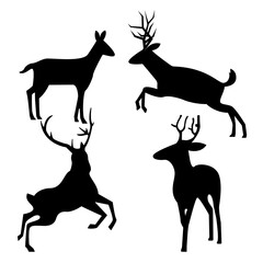 deer animal silhouette vector on white background