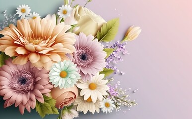 Flower bouquet pastel color, Generative AI