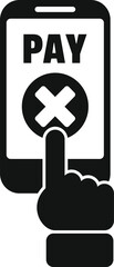 Phone cancel pay icon flat vector. Card error. Service terminal