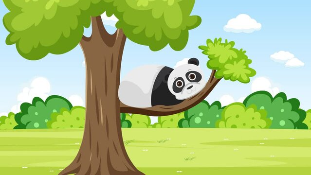 Animated Panda on Tree Branch