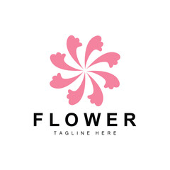 Flower Logo, Flower Garden Design With Simple Style Vector Product Brand, Beauty Care, Natural