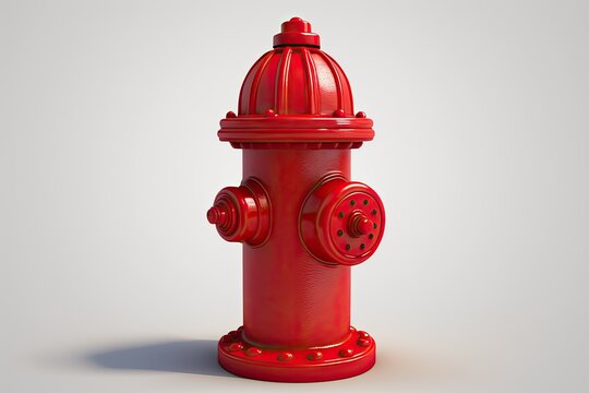 A single red fire hydrant on a white background. Generative AI