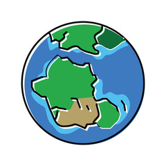 gondwana earth continent map color icon vector illustration