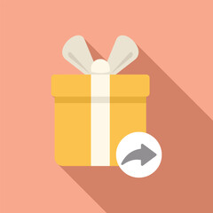 Return gift box icon flat vector. Product delivery. Store retail