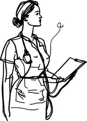 Nurse sketch drawing illustration