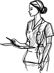 Nurse sketch drawing illustration