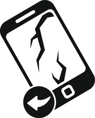 Cracked phone return icon simple vector. Parcel service. Store gift