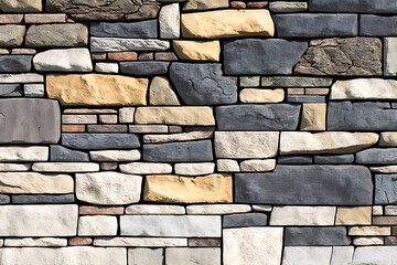 Alpine Stone Veneer Wall Cladding: Seamless Texture. Photo generative AI