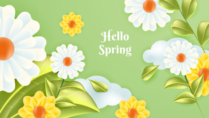 Beautiful green spring botanical floral background template