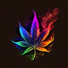 Naklejka premium colorful marijuana leaf for cbd hemp oil advertising, generative AI