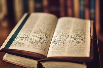 Fototapeta premium old yellowed book with old yellowed pages, generative AI