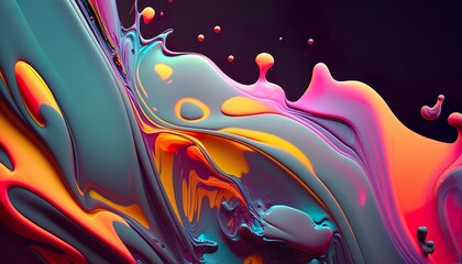 Colorfull Acrylic Paint Splash Background, Fluid and Luminous Colors Acrylics Created with Generative AI technology