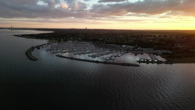 Egaa Harbor at Sunset, Aarhus, Denmark