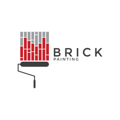brick walls with a brush logo vector icon ilustration