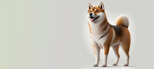 Akita dog cute illustration on white background. Generative Ai