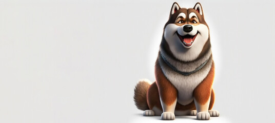 alaskan malamute dog cute illustration on white background. Generative Ai