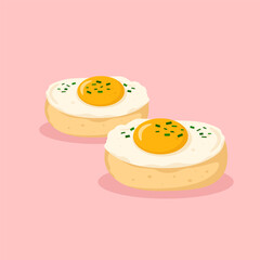 Korean Egg Bread Cartoon Vector Illustration. Gyeran-ppang - EPS 10 Vector