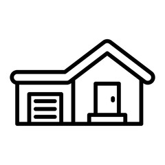 Icono de casa con garaje. Concepto de bienes raíces. Ilustración vectorial