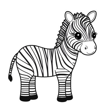 Kawaii cartoon zebra on white background created with generative AI technology