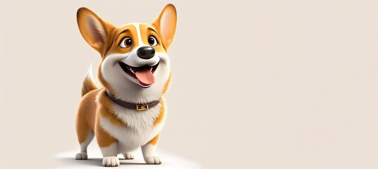 corgi dog cute illustration on white background. Generative Ai