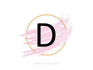 Watercolor pastel brush D letter logo with rounded design.