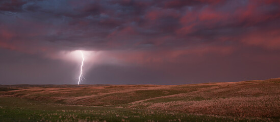 lightning at sunset 
