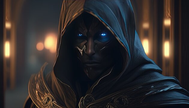 mysterious dark elf digital art illustration, Generative AI