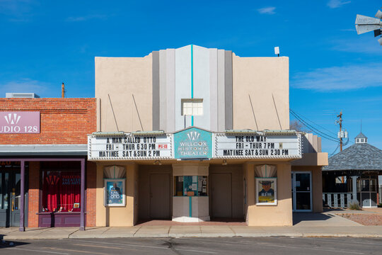 Willcox Historic Theater at 134 N Railroad Avenue in historic city center of Willcox, Arizona AZ, USA. 